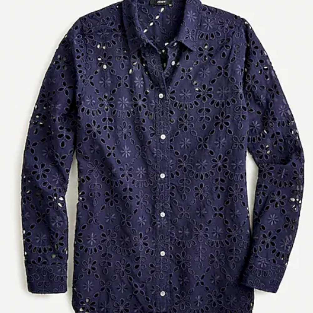 J. Crew Navy Eyelet Button Down 💙